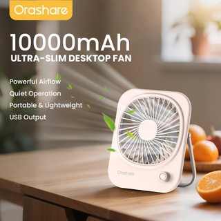Orashare DF10Max 10000mAh Rechargeable Desk Fan with Powerbank Strong Turbo Wind for Office & Dorm