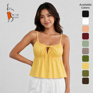 SS Kisha Sleeveless Ruched Tie-Front Peplum Top for Women