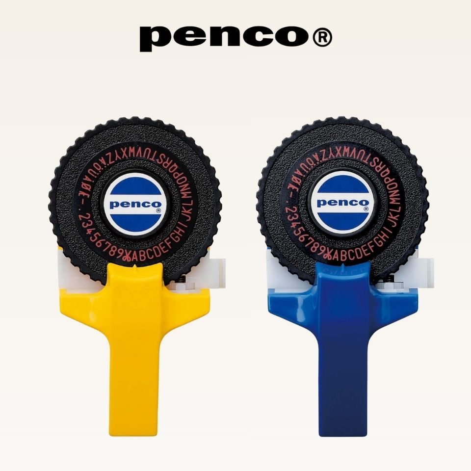 Penco Manual Embossing Tape Writer Label Maker 9mm Yellow/Navy DP114