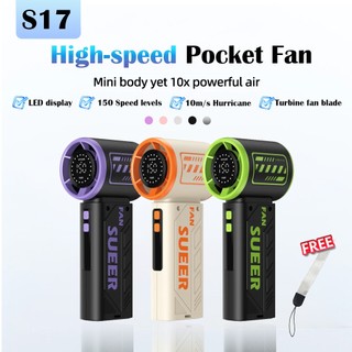Mini Fan Rechargable Portable Turbo Fan High-Speed 150 Stepless LED Digital Display Handheld Fan