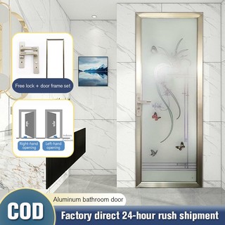 Aluminum bathroom door toilet door toilet kitchen tempered glass simple swing door Solid PVC Bathroo