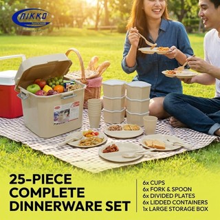 Nikko 25 in 1 Picnic Set with Cutlery/Divider Plate and Sealed Storage Container cup