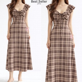 BSD Best Seller Dress Madonna (XS-2XL) tropical floral A-line maxi dress with ruffle sleeves. Casual