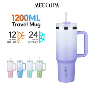 MEECOPA Straw Tumbler Travel Mug Vacuum Insulated Widened Handle Stainless Steel Keep Cold And Hot
