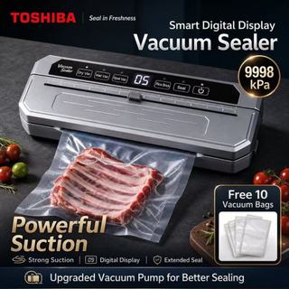 TOSHIBA Vacuum Sealer Machine 9998kPa Powerful Suction Dry Wet Food Preservation with 10 Free Bags