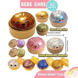 BeBe Care Glitter Dumpling Squishy Toys Stress Relief Squeezable Simulation Toy with Steamer Box