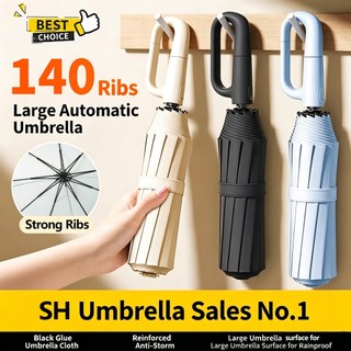 24 Ribs Automatic Umbrella Windproof Anti-UV UPF 50+ Large Folding with Hook