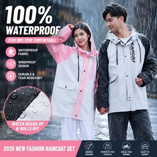 HVA Waterproof Raincoat Set for Adult Couple Motorcycle Rain Coat