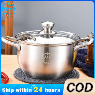 Stainless Casserole Cookware Double Handle Soup Pot With Glass Cover For Induction Cooker Cooking