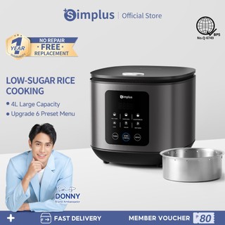 Simplus Rice Cooker 6 Preset Program 25min Quick Cook 4L Non-stick Touch-control 24-hour Delay Timer