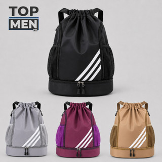 TOP MEN PH Pickle Ball Bag Waterproof Drawstring Gym Bag with Shoe Compartment and Zipped Bottom