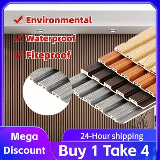 20PCS PVC Wall Panel Solid Wood Board Wallpaper Fluted Wall Panel Sticker Waterproof Grille Design