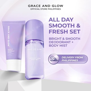 Grace and Glow 2in1 Bright & Smooth Deodorant Serum Roll On + Midnight Siren Body Mist Long-Lasting