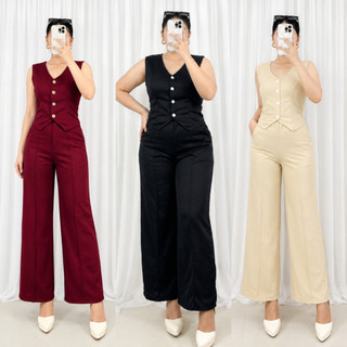 【lgoh.ph】Jassy Fashion Coordinates Top and Wide leg pants Womenswear terno