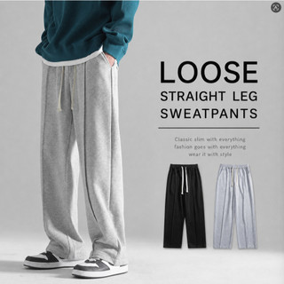 Men's Trousers Casual Gray Sweatpants Pants for Men Baggy Grey Pants Wide Leg Loose Slacks