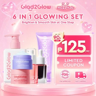Glad2Glow 6in1/8in1 Glass Skin/Glowing Set  Cleanser Brightening Day Retinol Night Moisturizer Serum