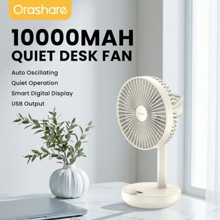 Orashare DF15 10000/20000mAh Desk Fan Rechargeable 100 Speeds Strong Wind Quiet  Fan with Powerbank