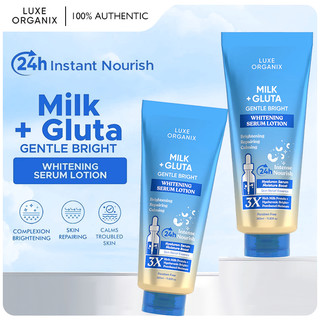 LUXE ORGANIX Milk Gluta Whitening Serum Lotion—Brighten ，2PCS Whitening & Hydrate for350ml