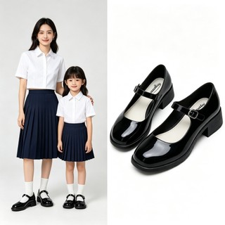 SHUTA School and Work Shoes Rubber Waterproof Non Slip Black Round Toe for Girls & Women Sizes 25-40