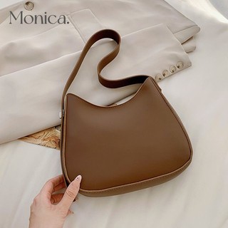 【Monica】Women Large Capacity Casual Shoulder Bag Girls Fashion Commuting Tote Bag Wide Strap Bags