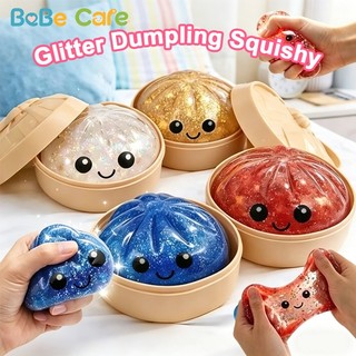 BeBeCare Glitter Dumpling Stress Relief Toy Cute Steamed Bun Squishy Toy with Steamer Box Fidget Toy