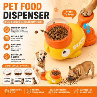 Little yellow duck food dispenser, cat toy pet treat freeze-dryer, dog food dispensing device.
