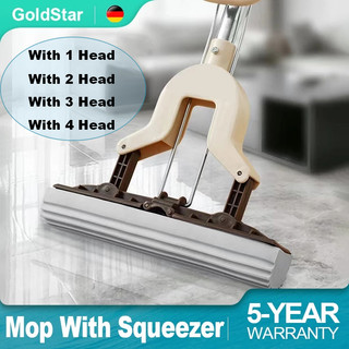 Gold Star Flat Sponge Floor Mop With Squeezer Mop Dry And Wet Absorption Replacement Cloth