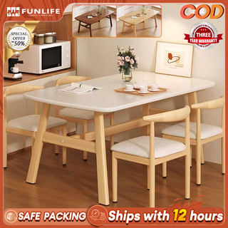 【In stock】Dining Table 4-6 Set With Chairs Wood Table Easy to Clean Thickened Package Restaurant