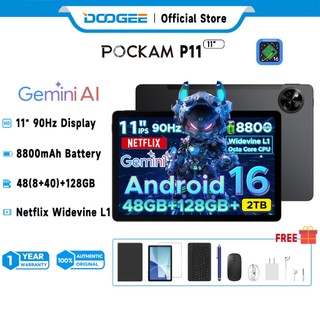 DOOGEE&Pockam P11 Tablet 11" 48GB (8+40GB) +128GB TF 2TB 90Hz Gemini AI Android 16 With Keyboard Pen