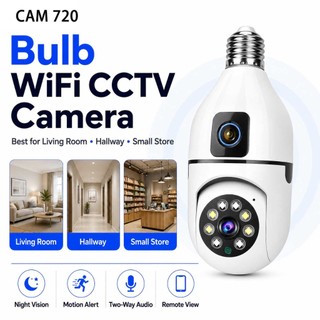 Bulb CCTV Camera WiFi E27 Security Camera Dual Lens Night Vision Motion Detection Two Way Audio