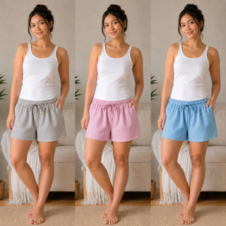 Korean Style Sexy Summer Plaid Checkered Shorts for Woman Comfy Loose Fit Quick Drying Beach Short