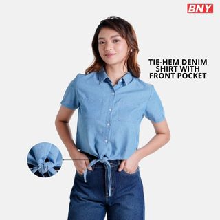 BNY LADIES' TIE HEM DENIM SHIRT (211)