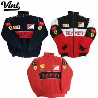 Vint F1 Ferrari Jacket For Women Embroidery Retro Racing Jacket For Men Motorcycle Windbreaker Loose