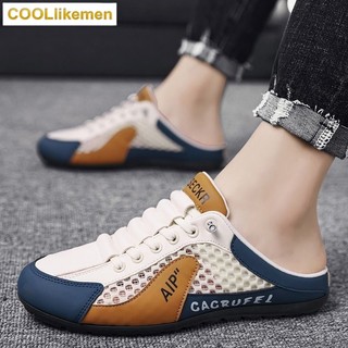 New Slip-On Half Shoes For Men Korean Fashion Lazy Shoes Summer Breathable Men's Half Slippers