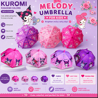 KUROMI Kids Umbrella J-type Good Quality 19Inches - Perfect for Rainy Days