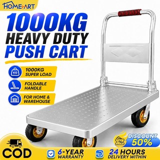 Push Cart Trolley Heavy Duty Foldable Platform Hand Truck Flatbed Cart Rubber Wheel