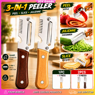 3-IN-1 Multi-functional Peeler With Bottle Opener Stainless Steel Wooden Handle For Kitchen Use