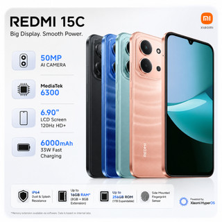 Redmi 15C 8GB RAM + 256GB ROM l 6.9" Display l NFC l 6000mAH + 33W Fast Charge | Local Warranty