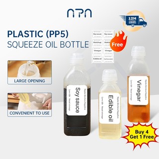 Nipiin FREE LABELS Oil Bottle/Plastic Condiment Squeeze Bottles/ Ketchup Salad Olive Oil Bottles