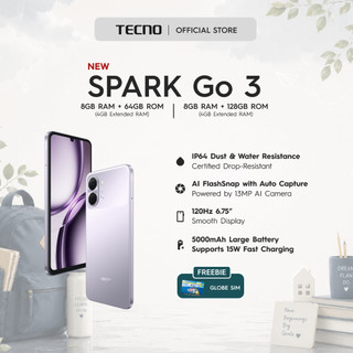 [NEW] TECNO SPARK GO 3 64/128 | Unisoc T7250 | 13MP+AI FlashSnap | 120Hz, 6.75'' HD+｜IP64 | 5000mAH