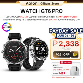 Aolon GT6 Pro Smart Watch Compass HD Bluetooth Call Flashlight Amoled Smartwatch Waterproof For Man