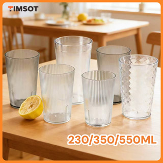 TIMSOT 6Pcs Acrylic Water Cup Premium Drinking Glasses Clear Toothbrush Tumblers Durable NonToxic