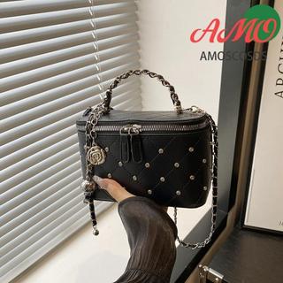 AMOSCOSDS 2026 French Retro Quilted Bucket Bag for Women Elegant Vintage Chain Crossbody Gift