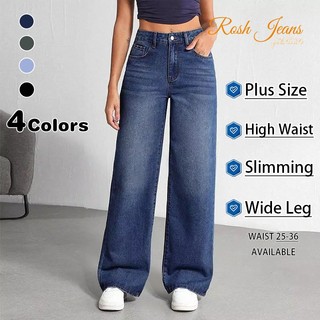 Plus Size High Waist Wide Leg Jeans Women Maong Pants korean Casual Baggy Slimming 4Colors Available