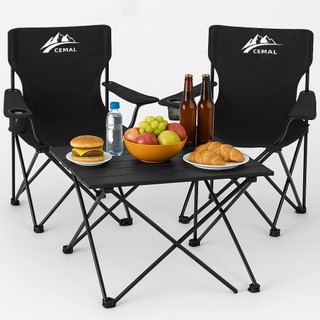 CEMAL Camping Chair and Table Set 53CM x 42CM Lightweight Aluminum Foldable Design Buy 1 Take 2