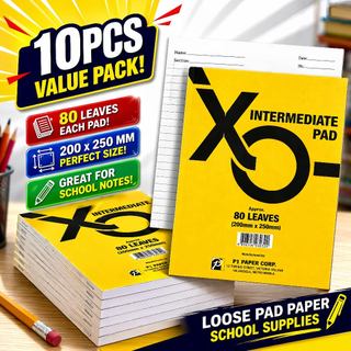 10 Pads XO Intermediate Pad 80 Leaves 200x250mm Writing Pad Paper Student School Supplies