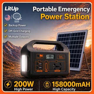LitUp NEW Power Station With Solar Panel Large Storage Solar Power Station Portable Power Station
