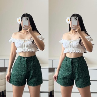 TSMPH | Retro Embossed Zipper Short Jacquard Womenswear High-Waisted Floral Pattern