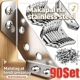 90 Stainless Steel Trapeziform Corner Braces – Joint Connectors for Shelf, Cabinet, Table & Chair