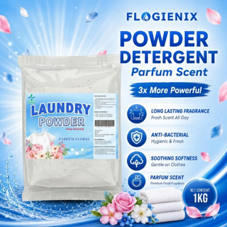 FLOGIENIX POWDER DETERGENT UP TO 3X POWERFUL CLEANING with FABCON PARFUM FLORAL SCENT - 1KG